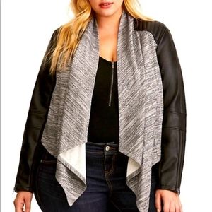 Torrid Black Faux Leather Gray Zip Sleeve